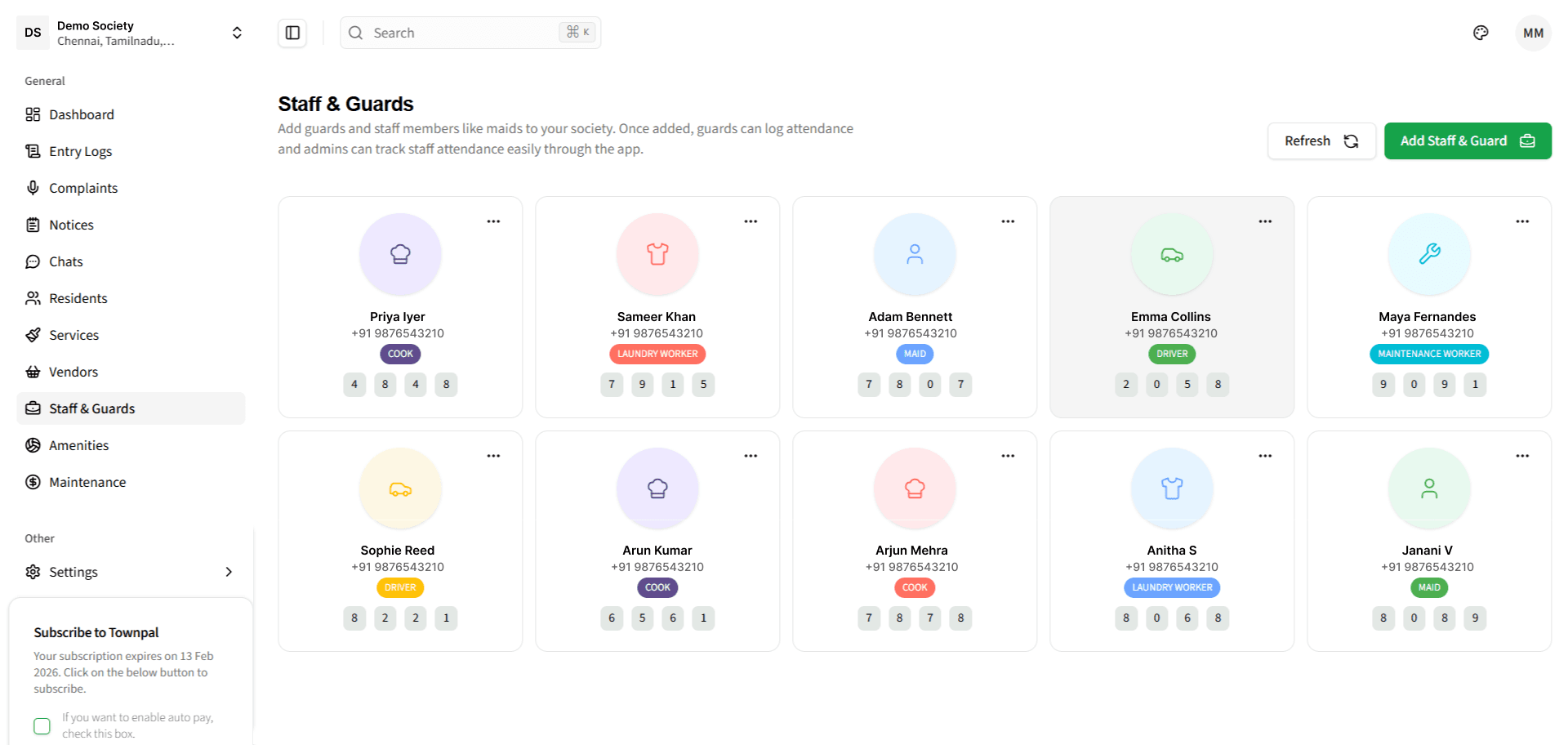 Staff & Attentance Dashboard